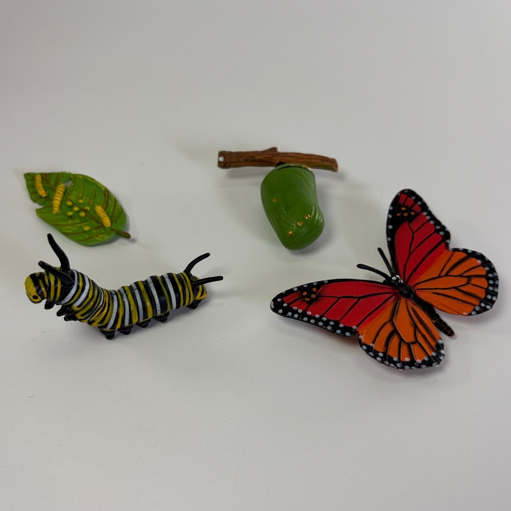 4/$25 - Safari Ltd Life Cycle Stages of a Monarch‎ Butterfly Vinyl Figures